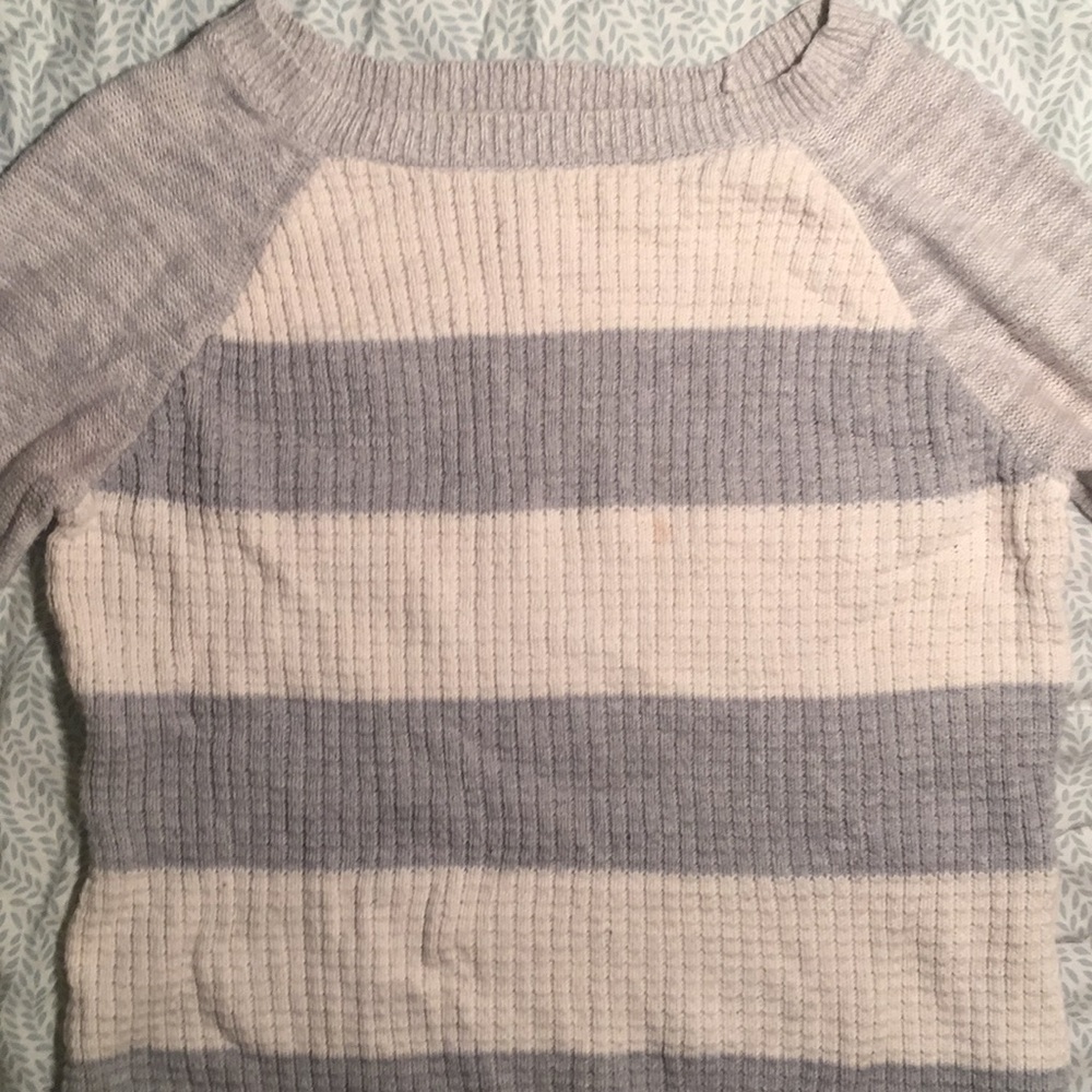 Grey and white striped sweater